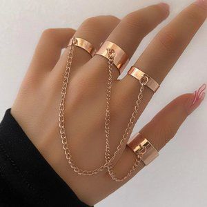 Rings 2pcs Chain Decor Mittens Jewelry gold 3/$25